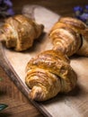 Fresh croissant a flaky, viennoiserie pastry. Royalty Free Stock Photo