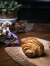 Fresh croissant a flaky, viennoiserie pastry. Royalty Free Stock Photo