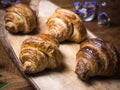 Fresh croissant a flaky, viennoiserie pastry. Royalty Free Stock Photo