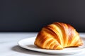 Fresh croissant on plate. Generative AI