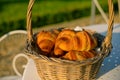 Fresh croissants in a basket