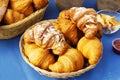 Fresh croissants in a basket Royalty Free Stock Photo