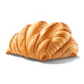 Fresh croissants isolated on white background. Close-up of croissants. Top view. Realistic illustration.