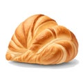 Fresh croissants isolated on white background. Close-up of croissants. Top view. Realistic illustration.