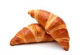 Fresh croissants on a white background closeup. French pastries