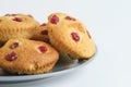 Fresh crumbly cookies with filling white background.