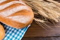 Fresh crusty French baguette with wheat Royalty Free Stock Photo