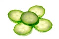 Fresh cucumber, chopped cucumber, isolated on white.