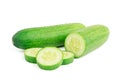 Fresh cucumber cut slice and water drop isolated on white background Royalty Free Stock Photo
