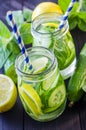Fresh cucumber drink with lemon Royalty Free Stock Photo