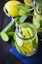 Fresh cucumber drink with lemon Royalty Free Stock Photo