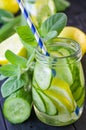 Fresh cucumber drink with lemon Royalty Free Stock Photo