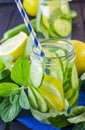 Fresh cucumber drink with lemon Royalty Free Stock Photo