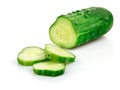 Fresh cucumber fruits with cut Royalty Free Stock Photo