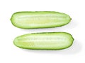 Fresh cucumber halves Cucumis sativus, parallel, top view. Iso Royalty Free Stock Photo