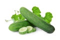 Fresh cucumber with leaf isolated on white Royalty Free Stock Photo