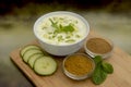 Fresh Cucumber Raita and Ingredients Royalty Free Stock Photo