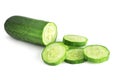 fresh cucumber slice with clipping path isolate on white background Royalty Free Stock Photo