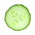 Fresh cucumber slice closeup isolated on white Royalty Free Stock Photo