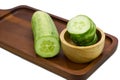 Fresh cucumber sliced on Wooden tray Royalty Free Stock Photo