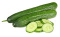 fresh cucumber slices isolated on white background Royalty Free Stock Photo