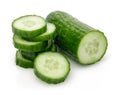 Fresh cucumber slices isolated on white Royalty Free Stock Photo