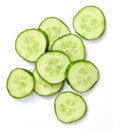Fresh cucumber slices, isolated on white background Royalty Free Stock Photo