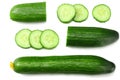 fresh cucumber slices isolated on white background. top view Royalty Free Stock Photo