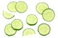 fresh cucumber slices isolated on white background. top view Royalty Free Stock Photo