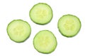 fresh cucumber slices isolated on white background. top view Royalty Free Stock Photo