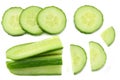 fresh cucumber slices isolated on white background. top view Royalty Free Stock Photo