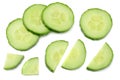 fresh cucumber slices isolated on white background. top view Royalty Free Stock Photo