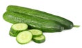 fresh cucumber slices isolated on white background. top view Royalty Free Stock Photo