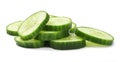 Fresh cucumber slices, on white background Royalty Free Stock Photo