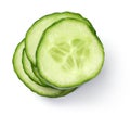 Fresh cucumber slices, on white background Royalty Free Stock Photo