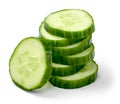 Fresh cucumber slices, on white background Royalty Free Stock Photo