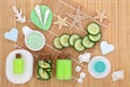 Fresh Cucumber and Spa Products for Beauty Treatment Royalty Free Stock Photo