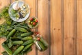 Fresh cucumbers ready for canning and pickling with dill Royalty Free Stock Photo