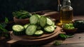Fresh Cucumbers And Slices For Natural Facial Treatment