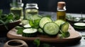 Fresh Cucumbers And Slices For Natural Facial Treatment