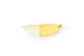 Fresh cultivated banana Half peeled, isolate on  white background Royalty Free Stock Photo