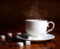 Fresh cup of hot coffee with sugar Royalty Free Stock Photo