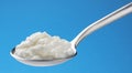 Fresh curdled milk, homemade sour yogurt in spoon Royalty Free Stock Photo