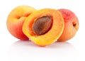 Fresh cut apricot fruits isolated on white background Royalty Free Stock Photo