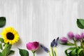 Fresh Cut Country Spring Floral Arrangement Background Royalty Free Stock Photo