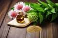 fresh cut echinacea plant on a wood table