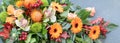 Orange flower arrangement. Floral banner.