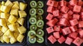Fresh Cut Fruit Display in Trays Royalty Free Stock Photo