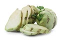 Fresh cut kohlrabi cabbage on white background Royalty Free Stock Photo