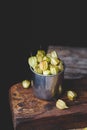 Fresh Cut leaved groundcherry on the dark background